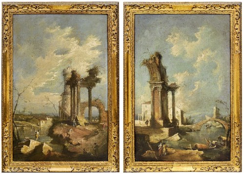 "Capricci" with architectural ruins - Francesco Guardi (Venice 1712-1793)